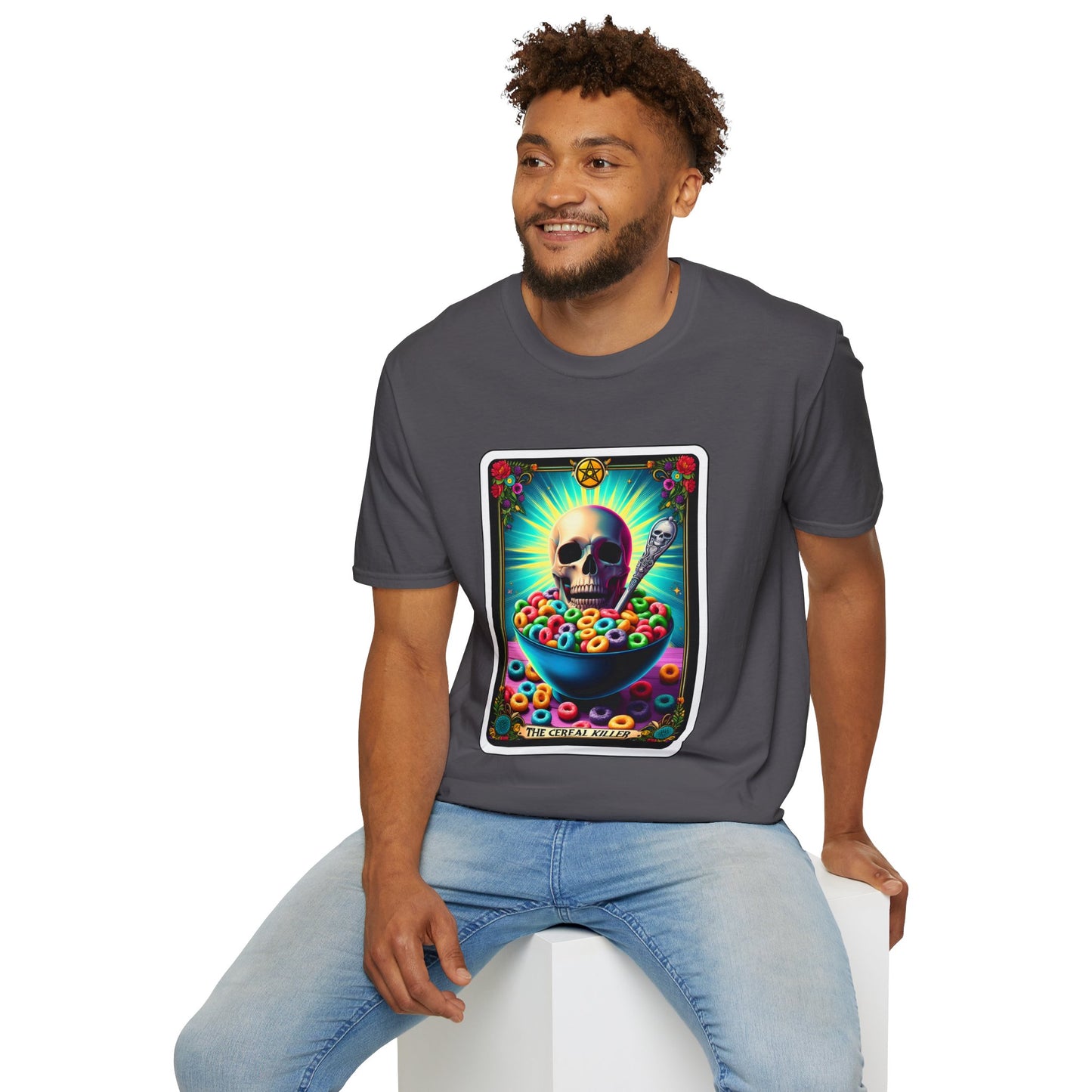 Tarot-Inspired Cereal Killer Halloween Tee - Unique Spooky Design