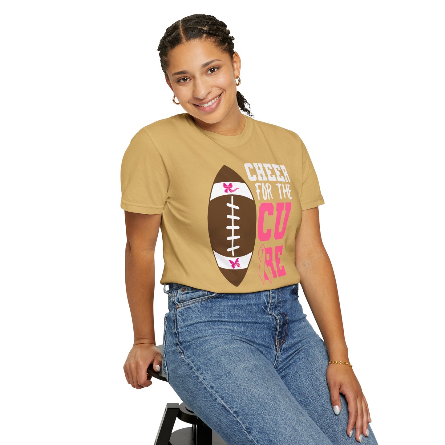 Cheer for the Cure - Breast Cancer Awareness Football T-Shirt