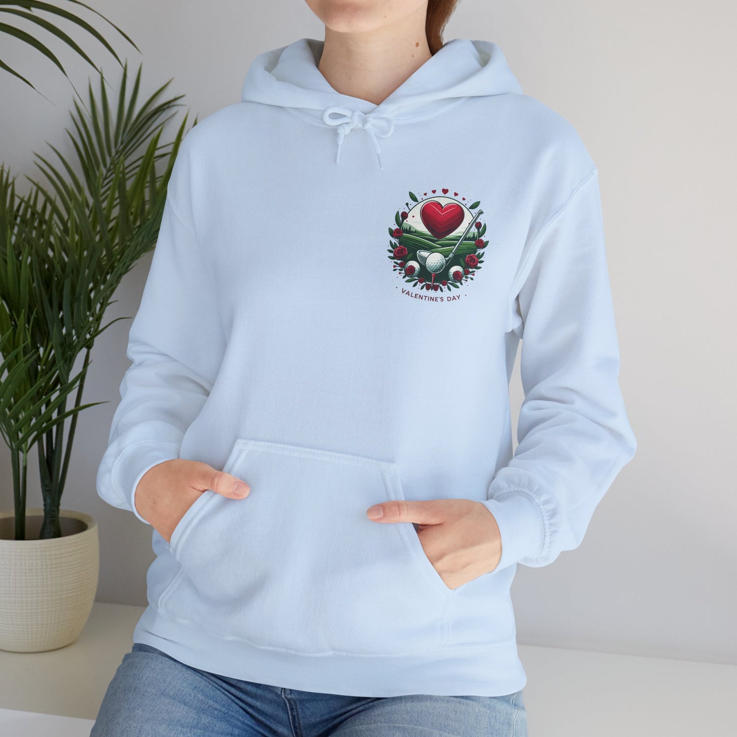 Viral Valentines Golf Heart Hoodie - Cute Roses & Golf Ball Graphic Unisex Sweatshirt - Unique Romantic Golfer Gift