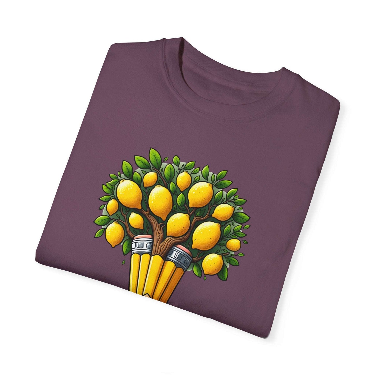 Artistic Lemon Pencil Tree T-Shirt - Unique Art & Nature Celebrating Growth and Imagination