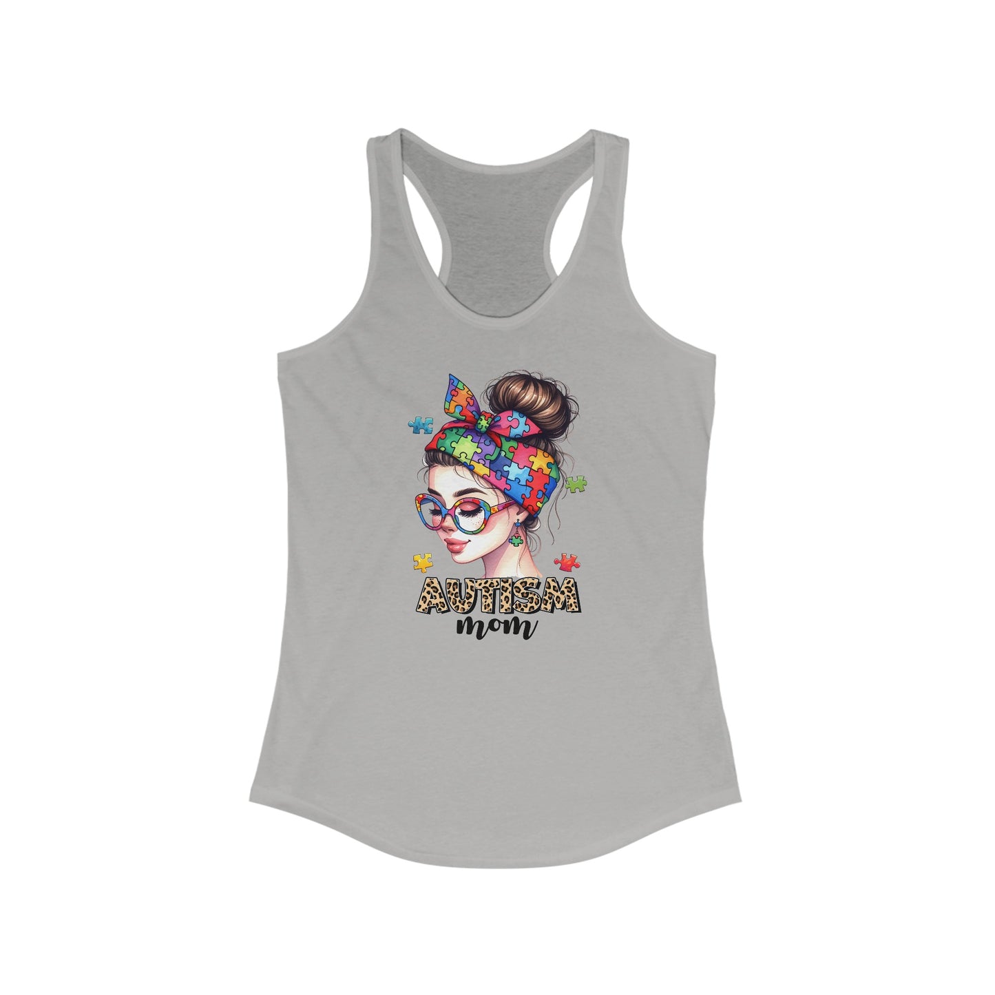 Autism Mom - Women’s Tank Top with Colorful Puzzle Piece Design