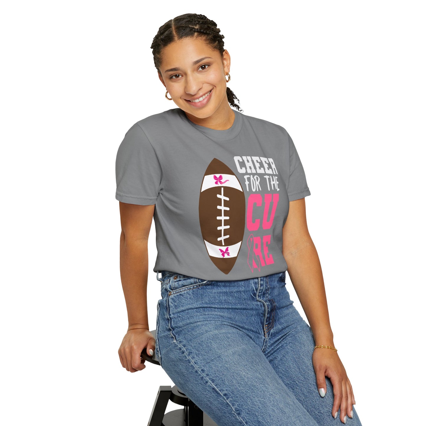 Cheer for the Cure - Breast Cancer Awareness Football T-Shirt