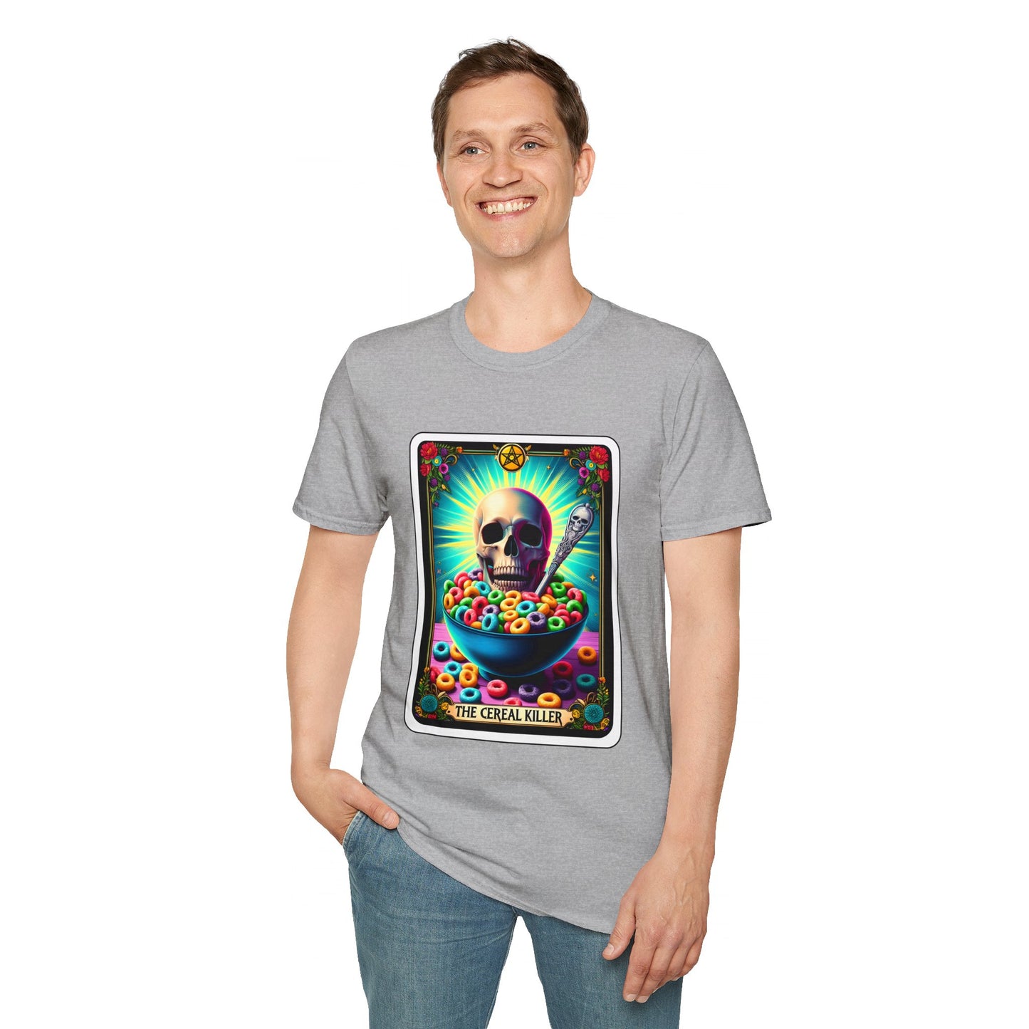 Tarot-Inspired Cereal Killer Halloween Tee - Unique Spooky Design