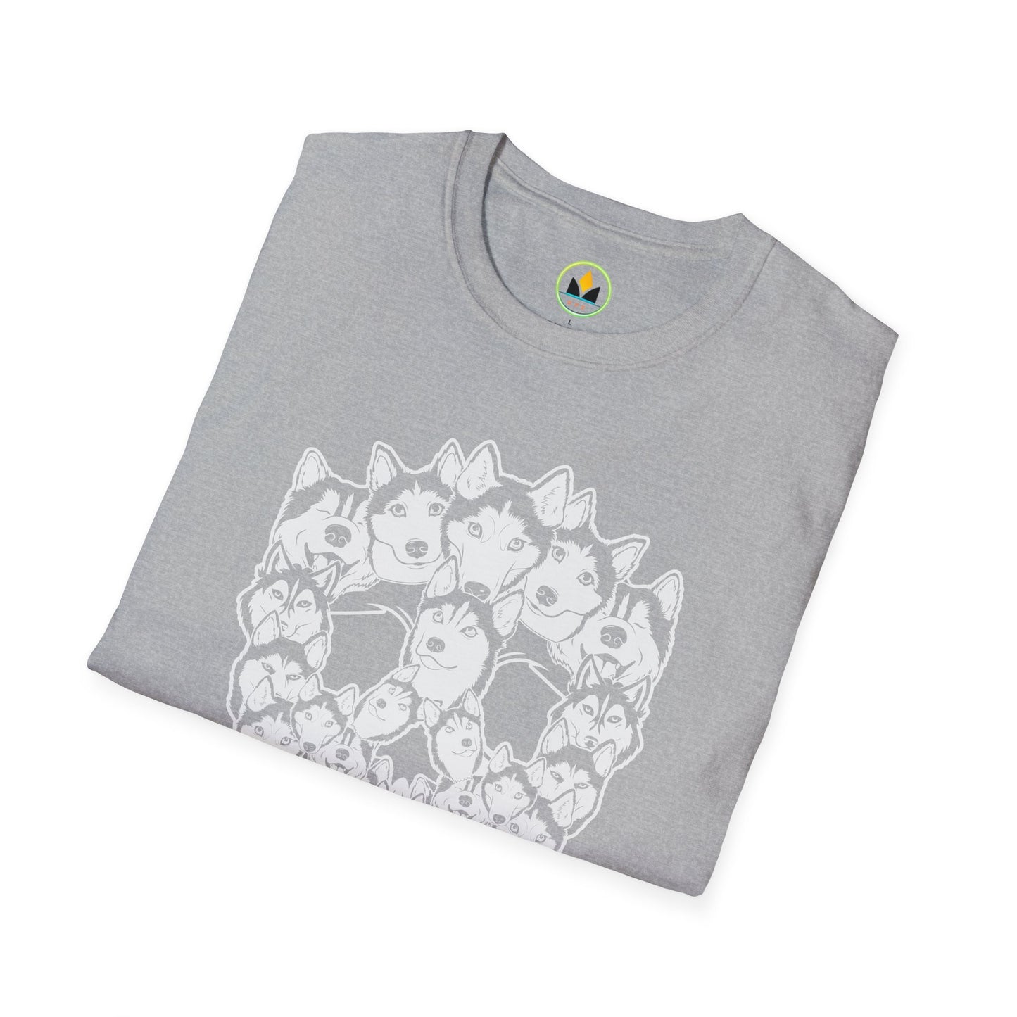 Enigmatic Husky Canine Skull Tee - Mystical Halloween Unisex Softstyle T-Shirt