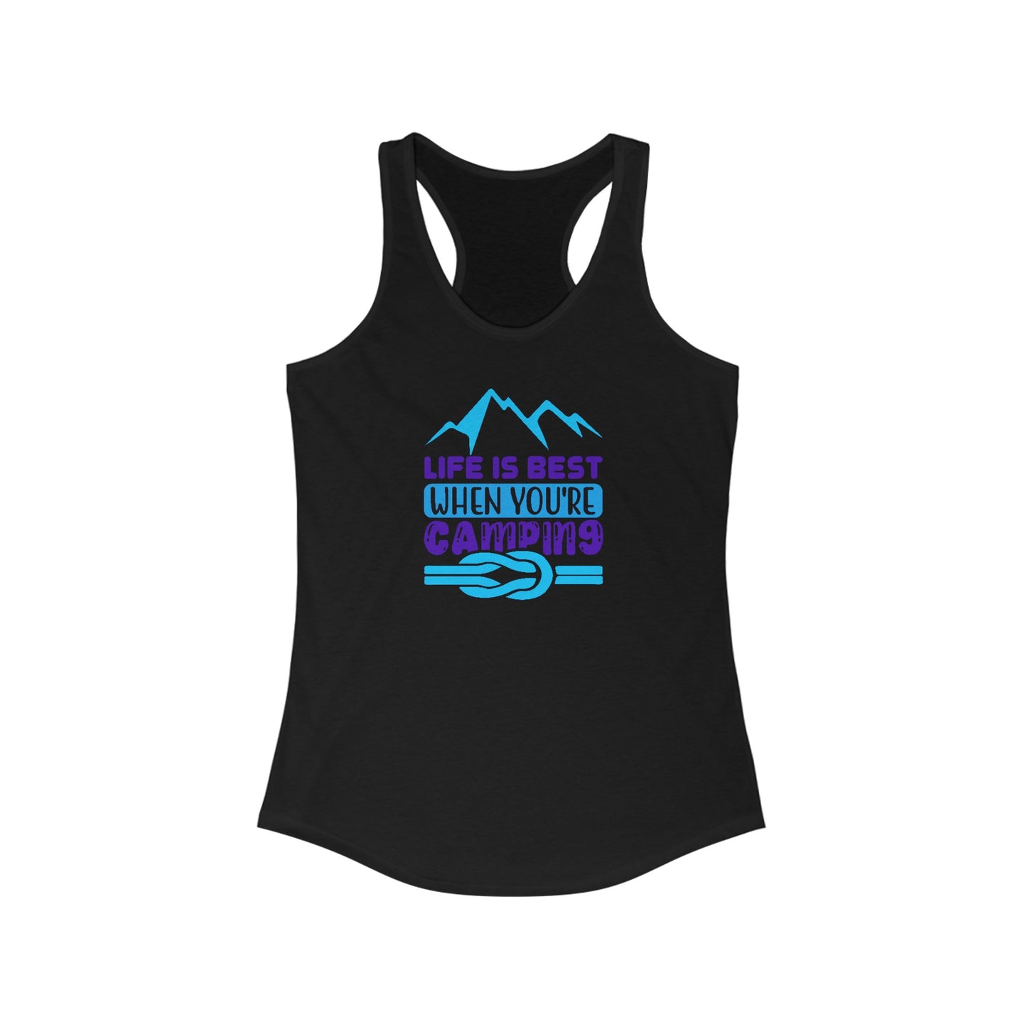 Outdoor Adventure Women’s Tank Top - ‘Life is Best When You’re Camping’ Mountain Design