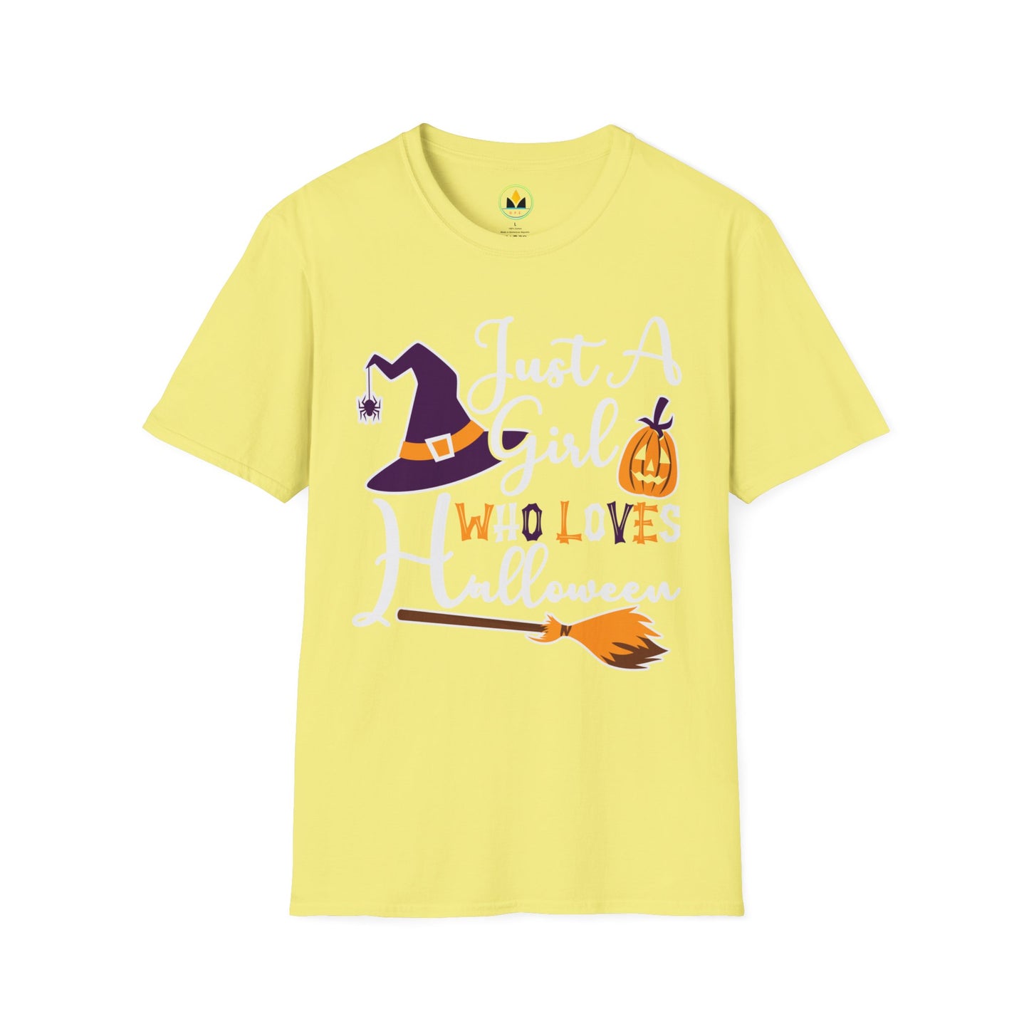 Just A Girl Who Loves Halloween - Witch & Pumpkin Unisex Softstyle T-Shirt