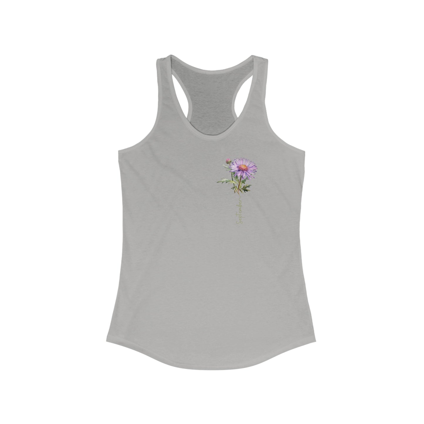 Enchanting September Aster Elegance Tank Top - Floral Chic for Your Special Month!