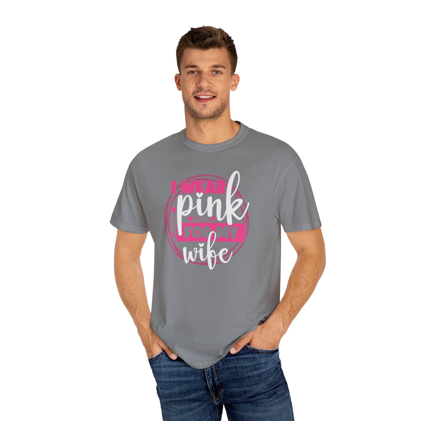 I Wear Pink For My Wife - Supportive Breast Cancer Awareness T-Shirt