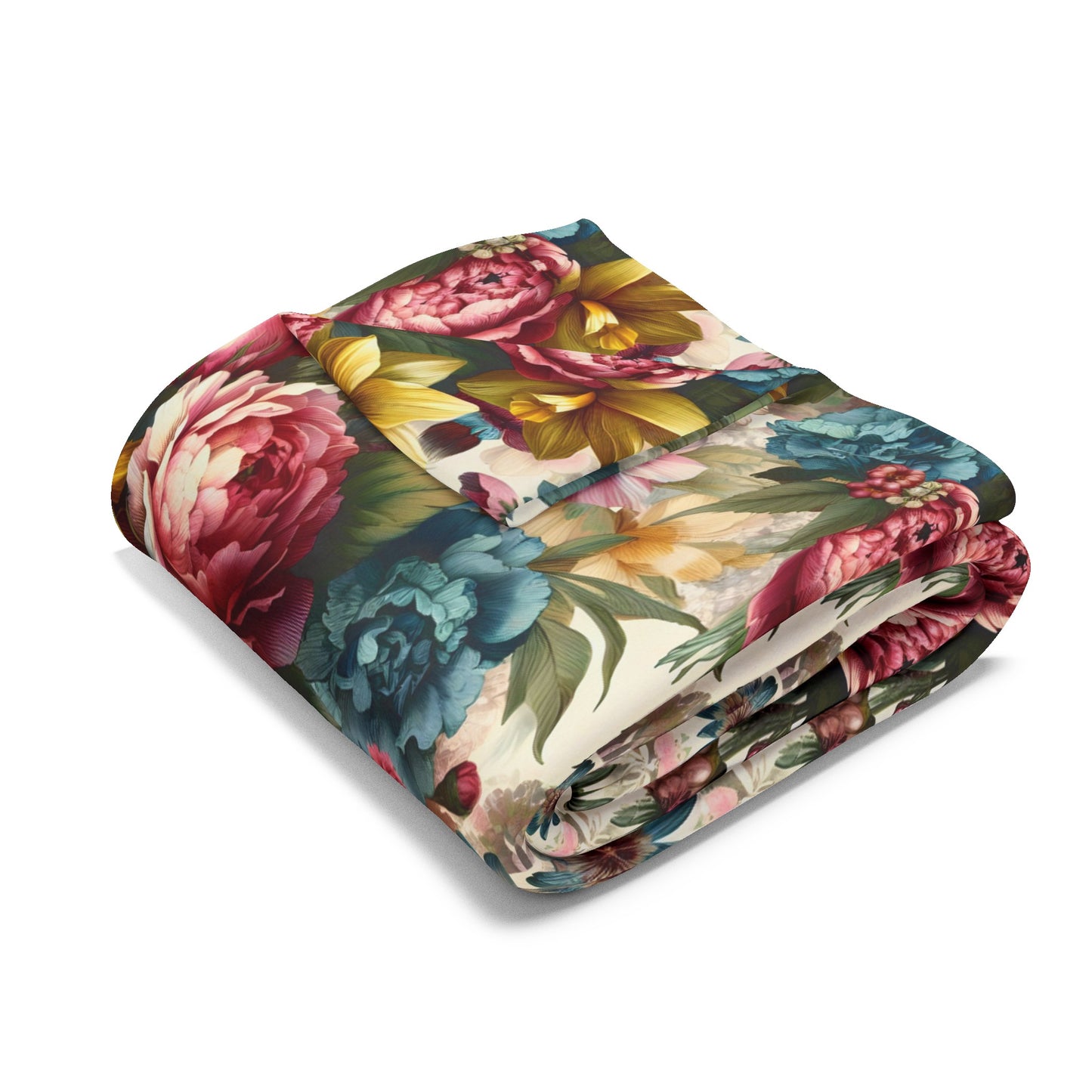 Vintage Floral Arctic Fleece Blanket - Cozy Comfort with a Touch of Elegance