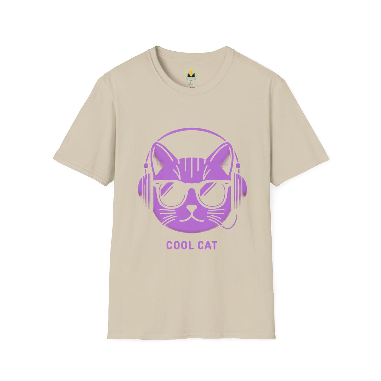 Cool Cat - Halloween Cat with Headphones Unisex Softstyle T-Shirt