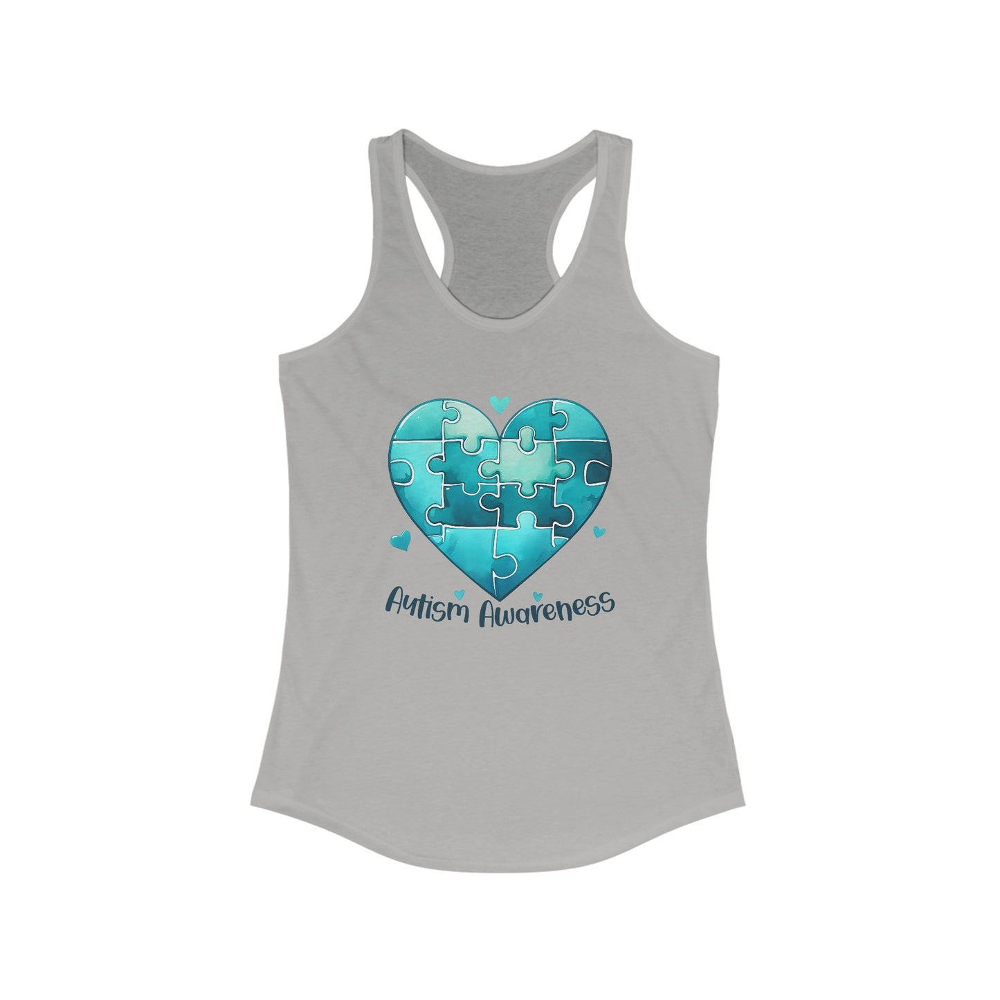 Women’s Autism Awareness Tank Top - Vibrant Heart Puzzle Design