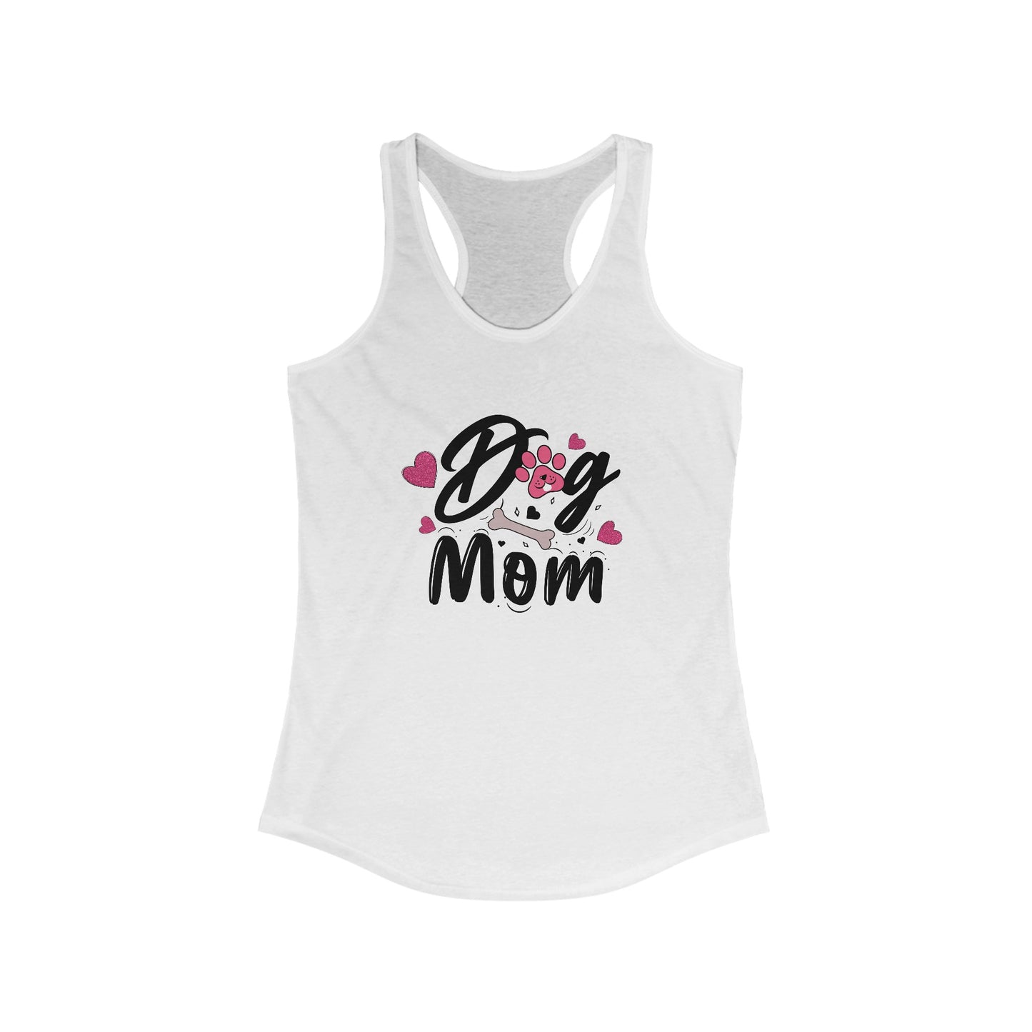 Dog Mom Tank Top with Playful Paw & Hearts - Perfect for Pet Lovers