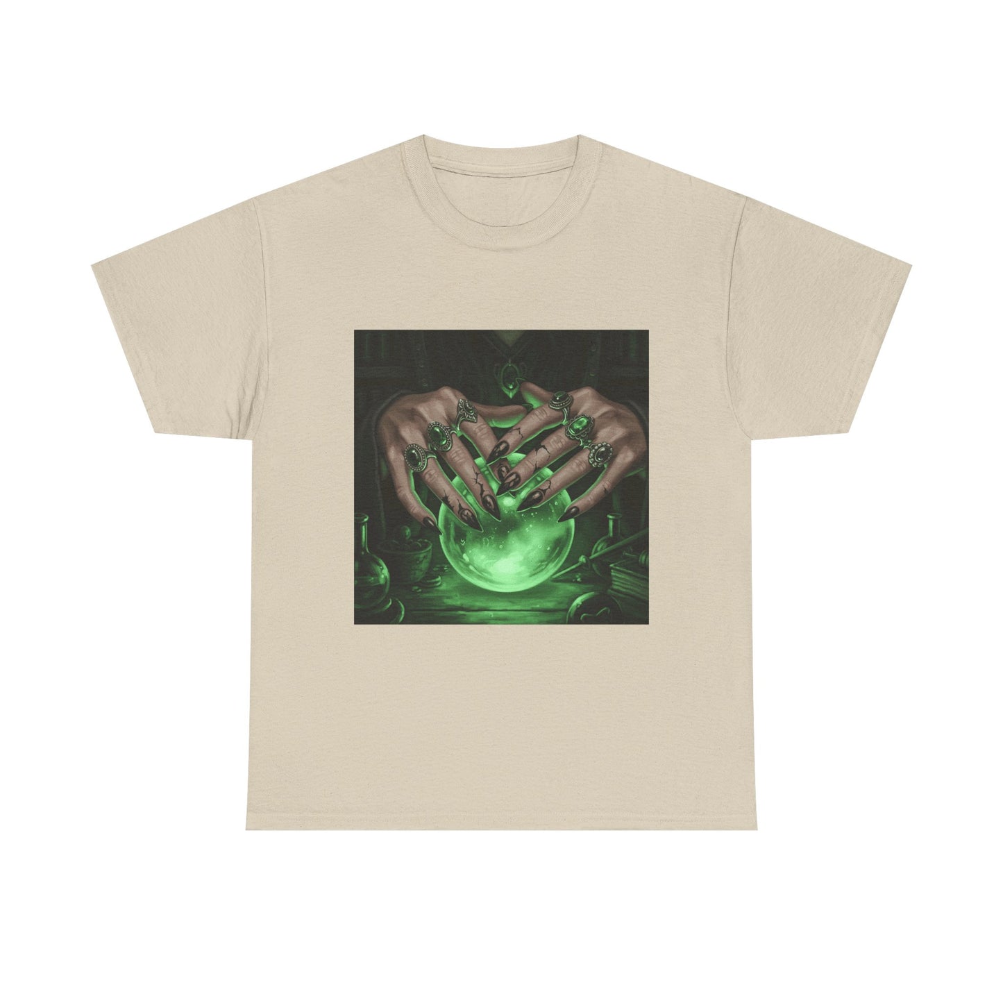 Sorceress's Grasp: Glowing Crystal Ball & Dark Witch Hands