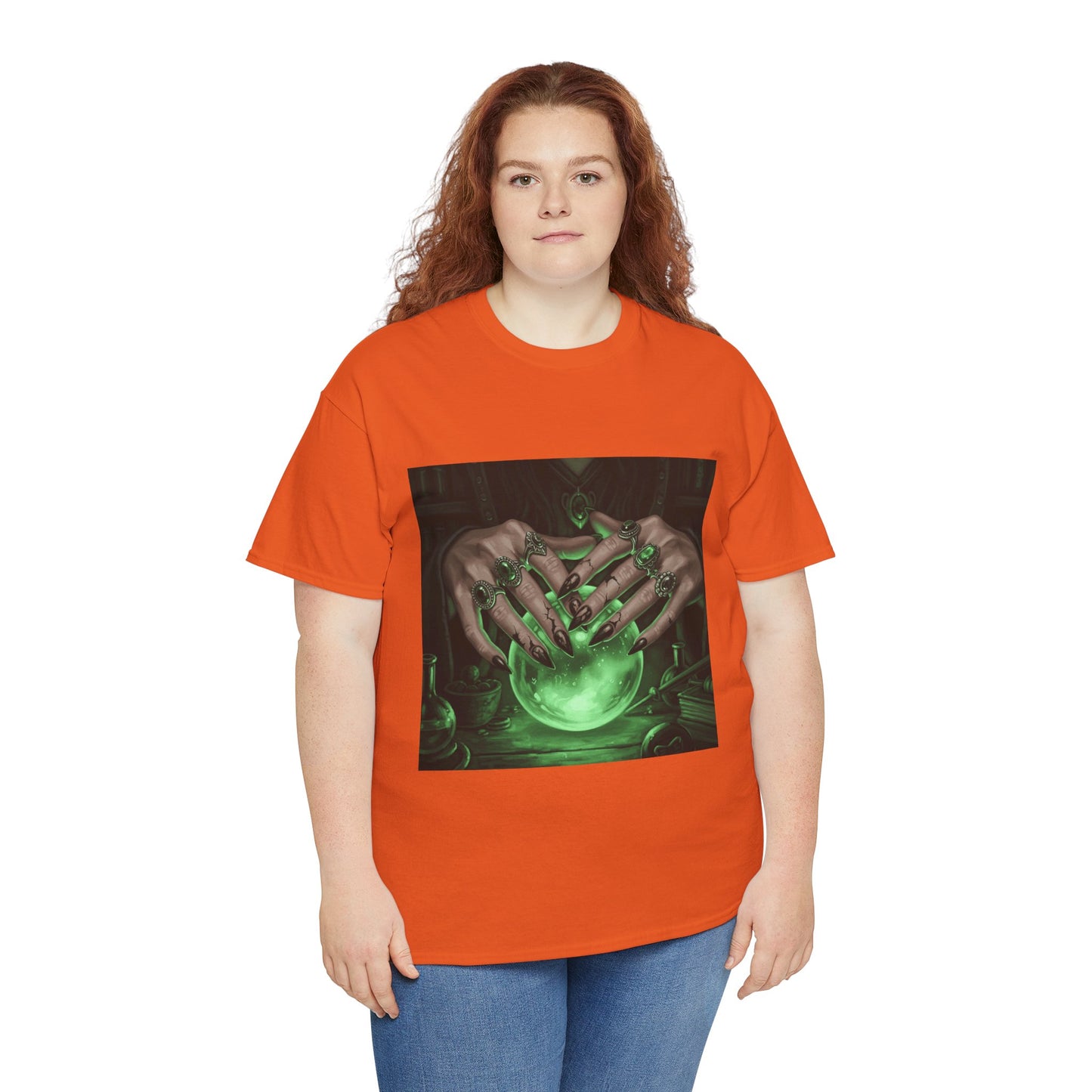 Sorceress's Grasp: Glowing Crystal Ball & Dark Witch Hands