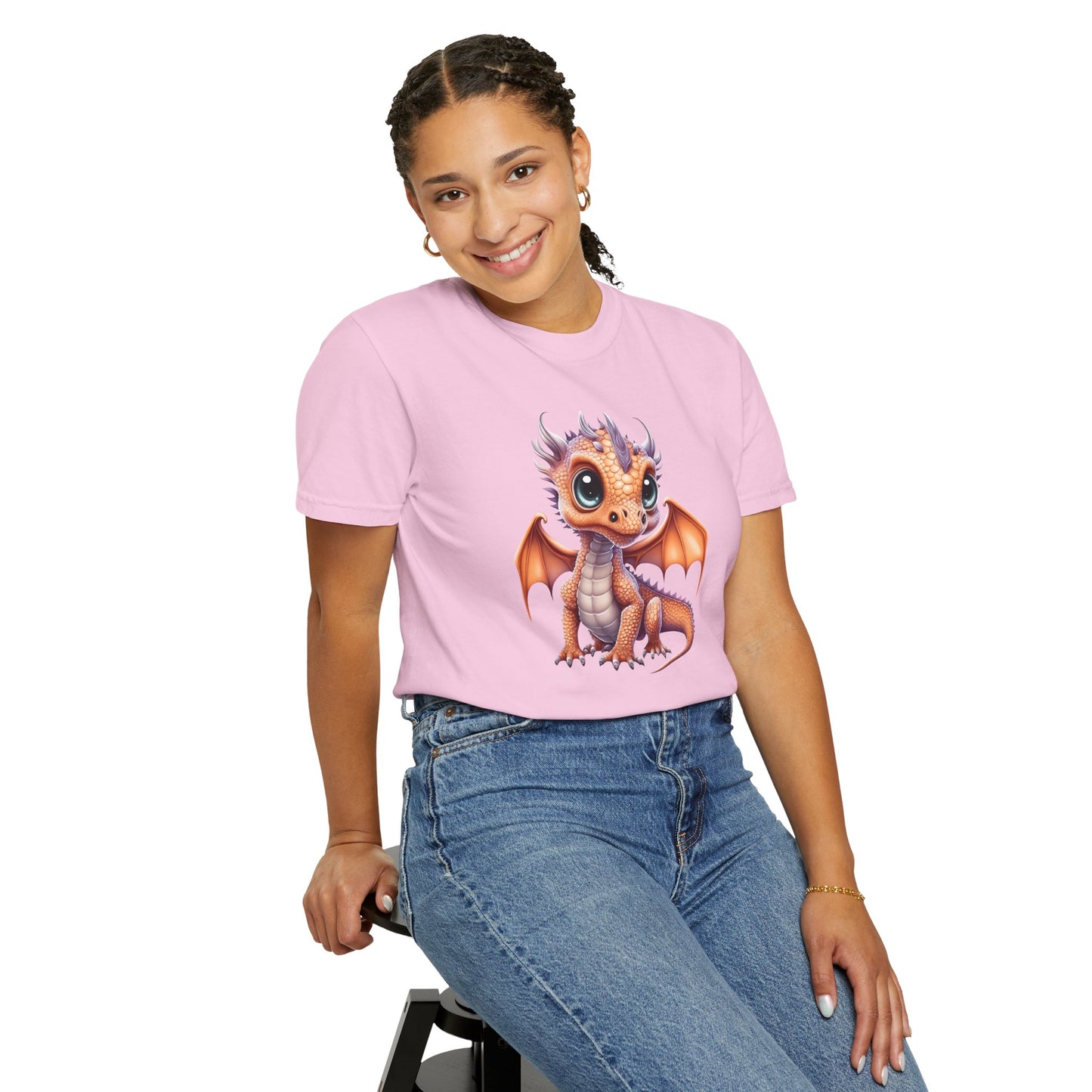 Charming Orange Dragonling T-Shirt Whimsical Fantasy Creature Tee Adorable Dragon Lover Shirt