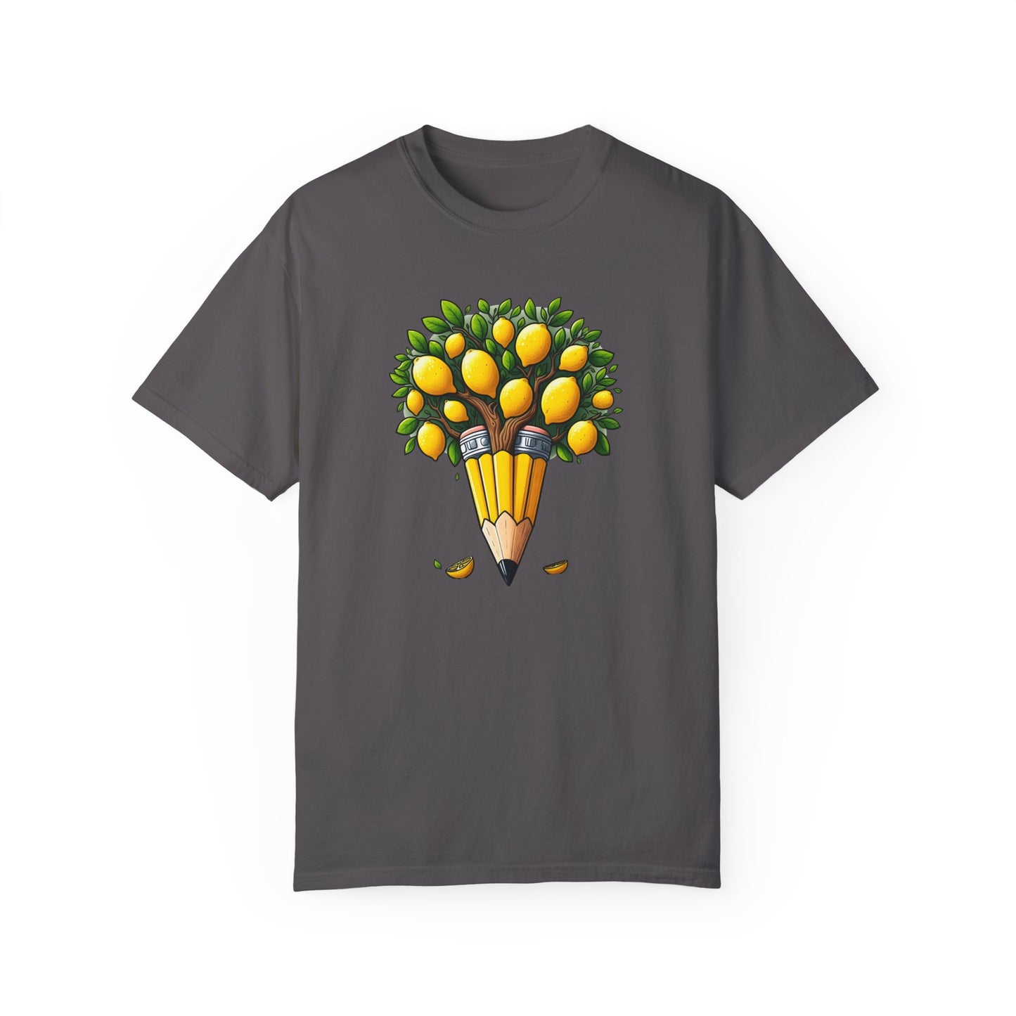 Artistic Lemon Pencil Tree T-Shirt - Unique Art & Nature Celebrating Growth and Imagination