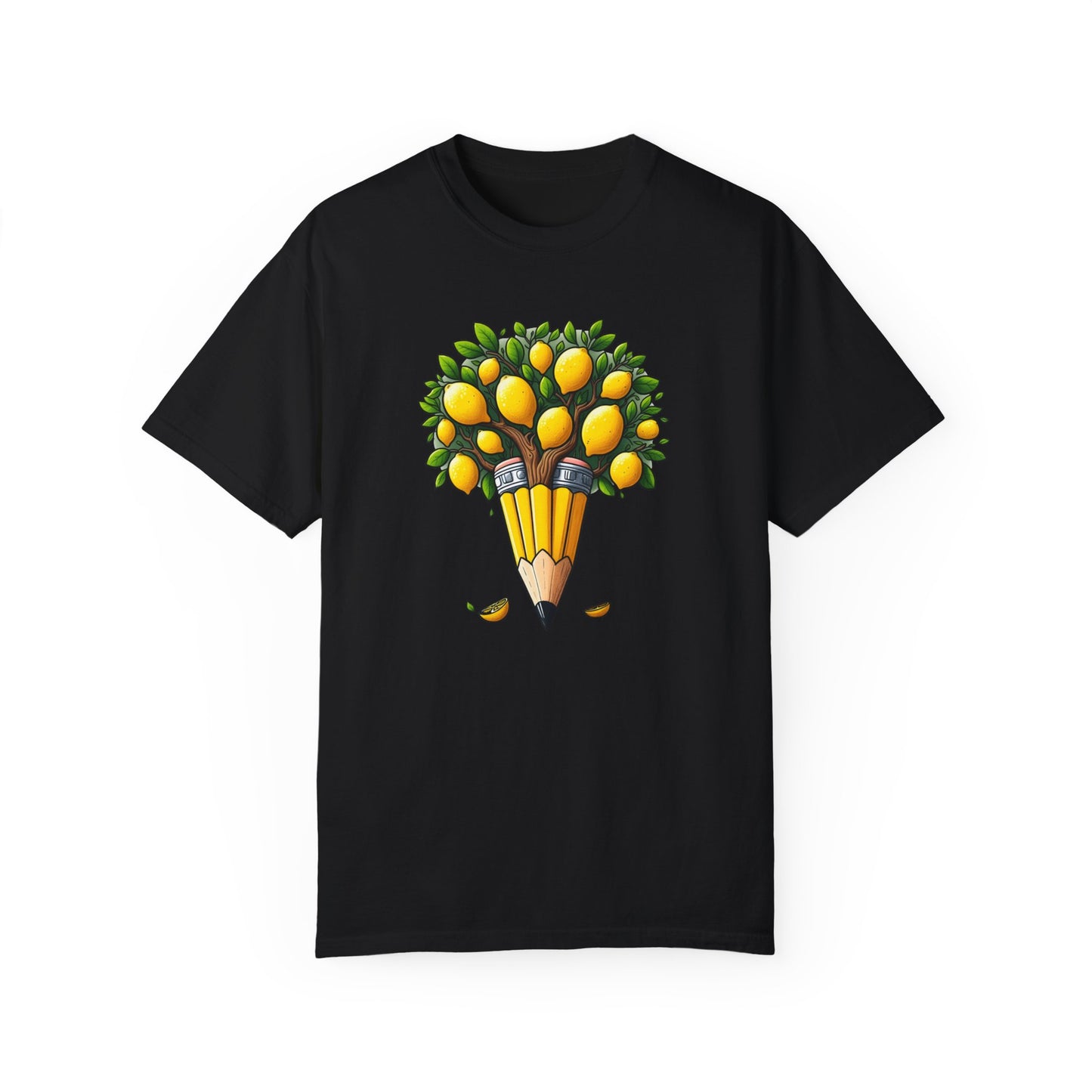 Artistic Lemon Pencil Tree T-Shirt - Unique Art & Nature Celebrating Growth and Imagination