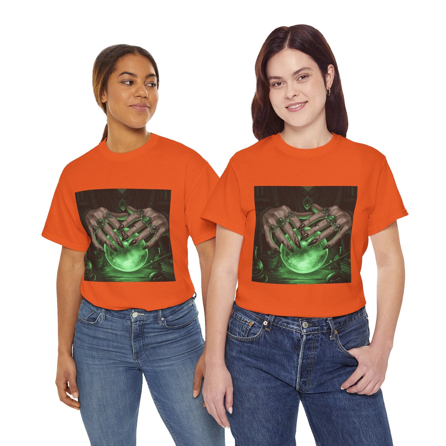 Sorceress's Grasp: Glowing Crystal Ball & Dark Witch Hands