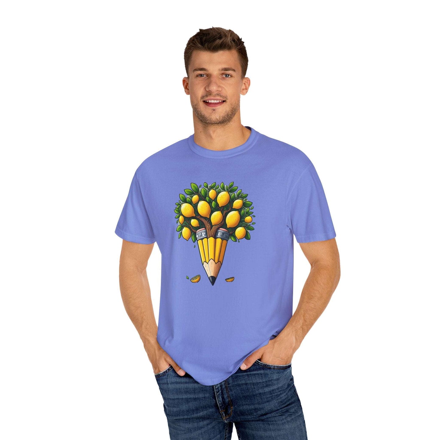 Artistic Lemon Pencil Tree T-Shirt - Unique Art & Nature Celebrating Growth and Imagination