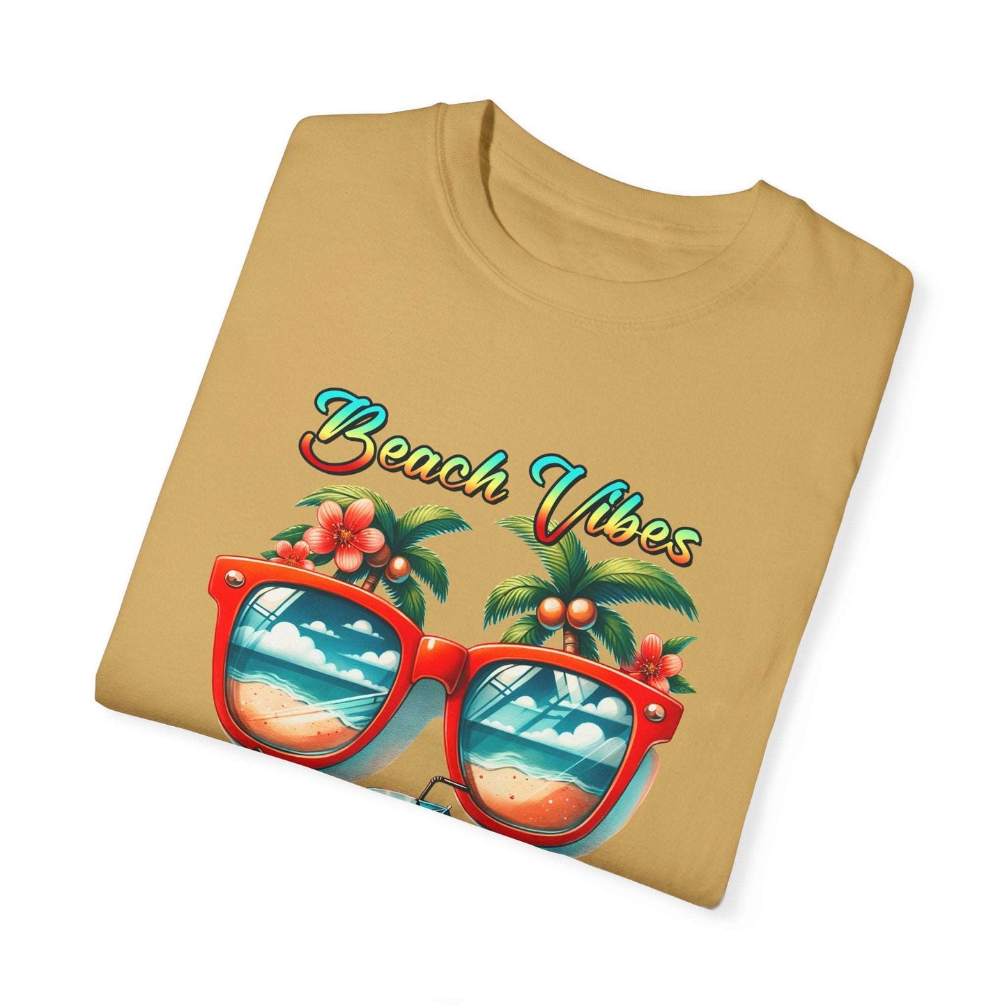 Beach Vibes Tropical T-Shirt: Summer-Ready Apparel with Unique Sunglasses & Palm Tree Design