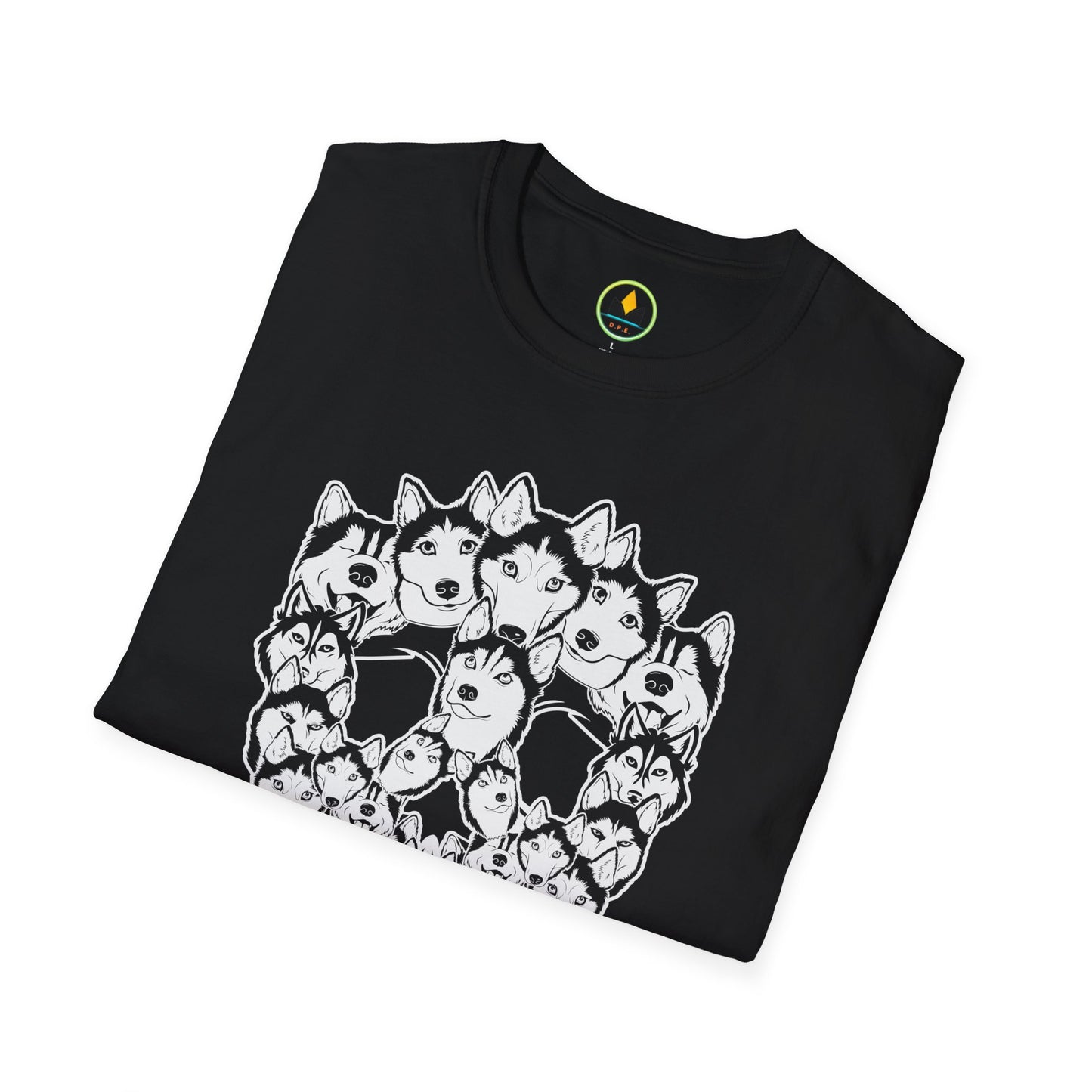 Enigmatic Husky Canine Skull Tee - Mystical Halloween Unisex Softstyle T-Shirt