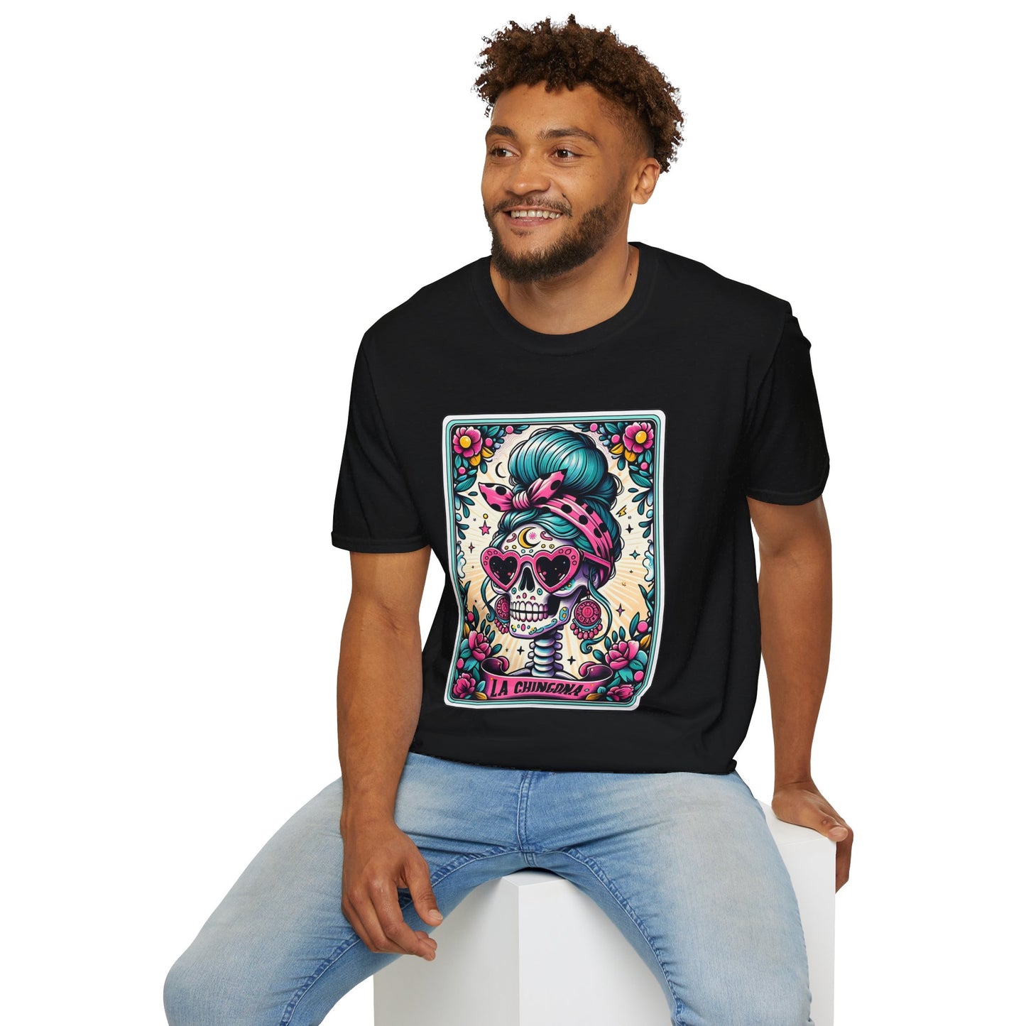 Vibrant Sugar Skull T-Shirt - Unique Spooky Halloween Apparel Inspired by Dia de los Muertos