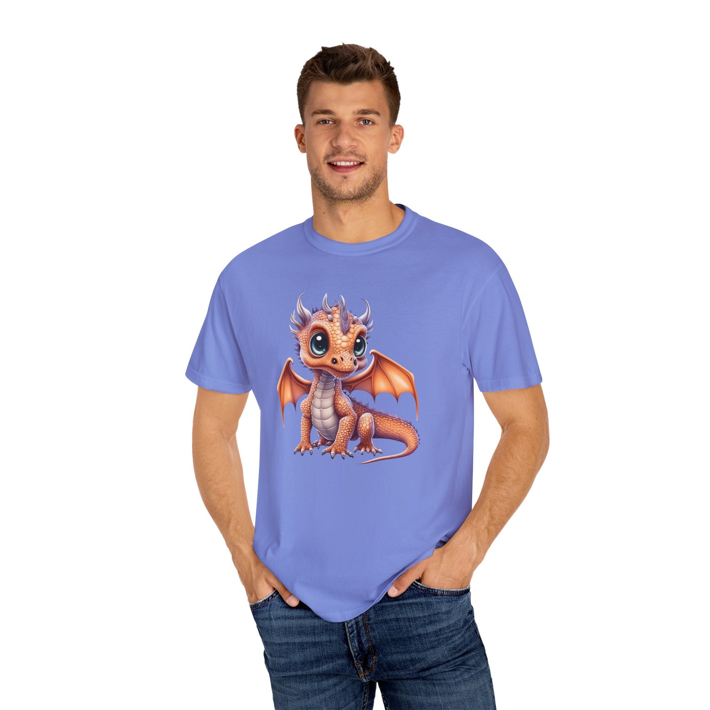 Charming Orange Dragonling T-Shirt Whimsical Fantasy Creature Tee Adorable Dragon Lover Shirt