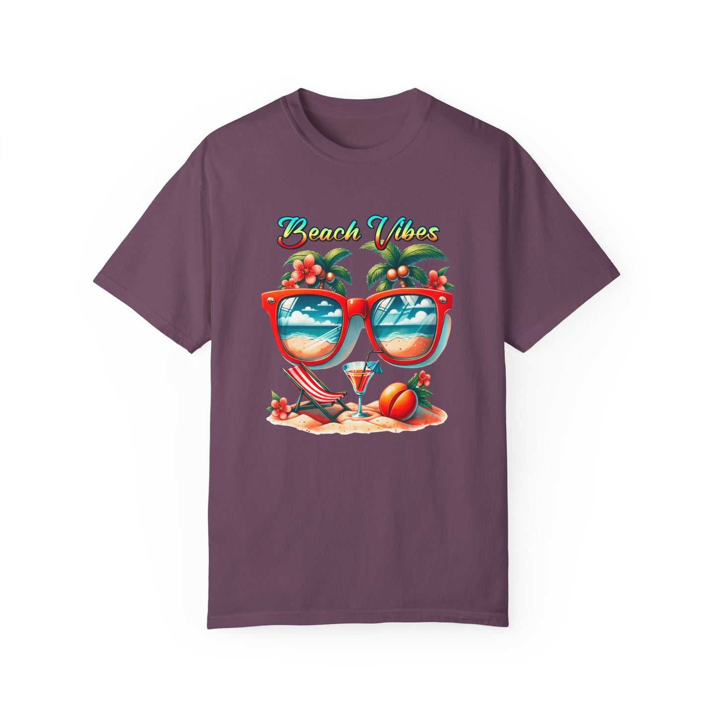 Beach Vibes Tropical T-Shirt: Summer-Ready Apparel with Unique Sunglasses & Palm Tree Design