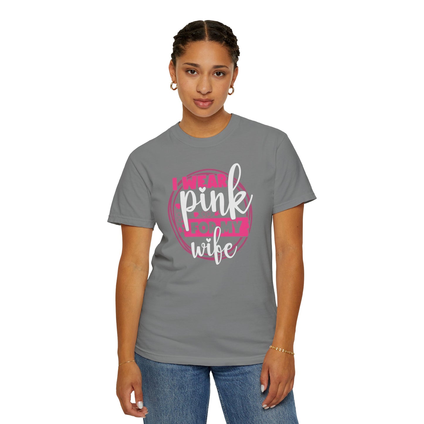 I Wear Pink For My Wife - Supportive Breast Cancer Awareness T-Shirt