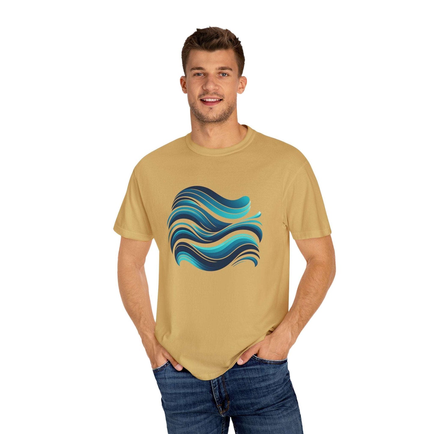 Abstract Ocean Wave T-Shirt Modern Aqua Design Artistic Sea Wave