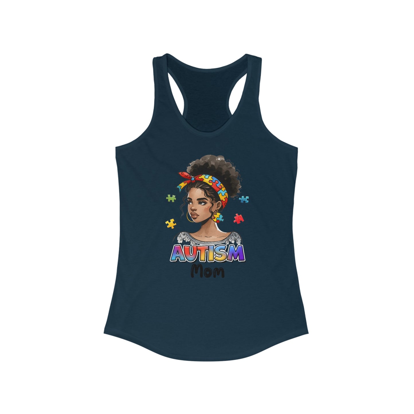 Autism Mom - Women’s Tank Top with Colorful Puzzle Autism Awareness Apparel