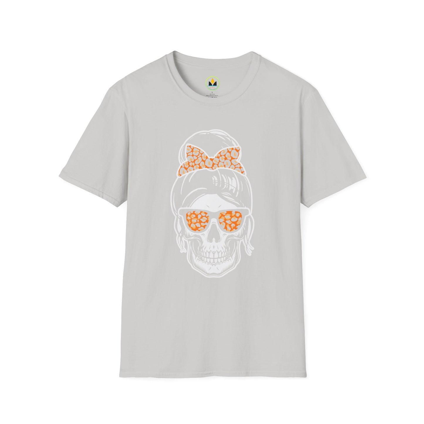 Spooky Chic Skull Tee - Leopard Print Bow & Sunglasses - Halloween Fashion Statement