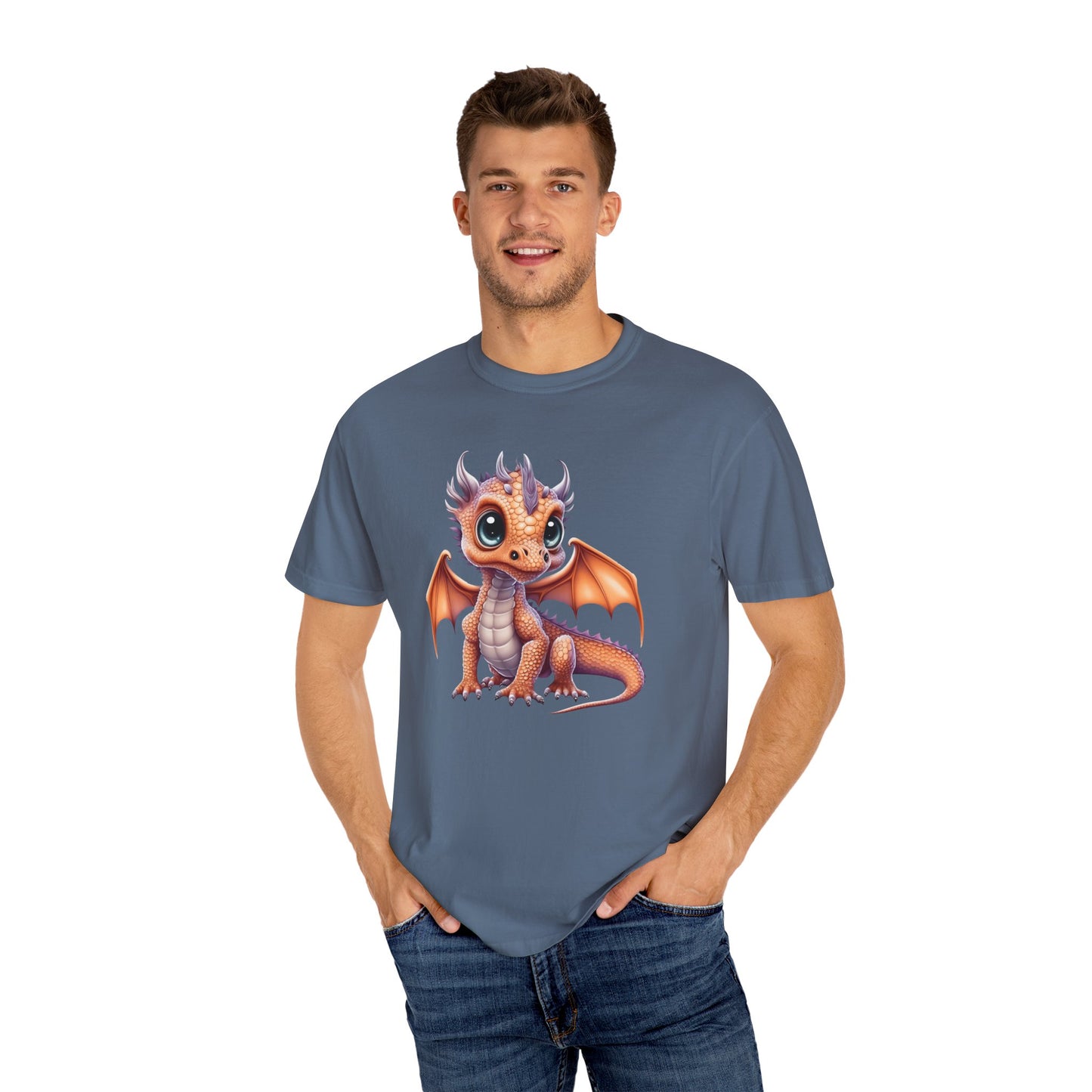 Charming Orange Dragonling T-Shirt Whimsical Fantasy Creature Tee Adorable Dragon Lover Shirt