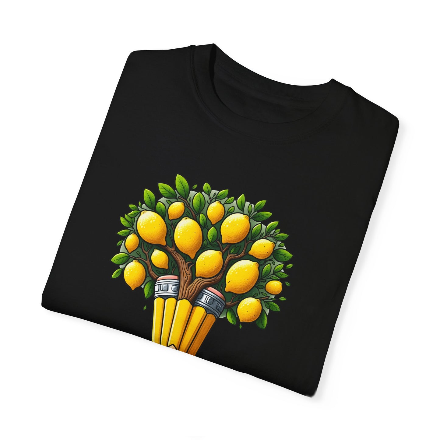 Artistic Lemon Pencil Tree T-Shirt - Unique Art & Nature Celebrating Growth and Imagination