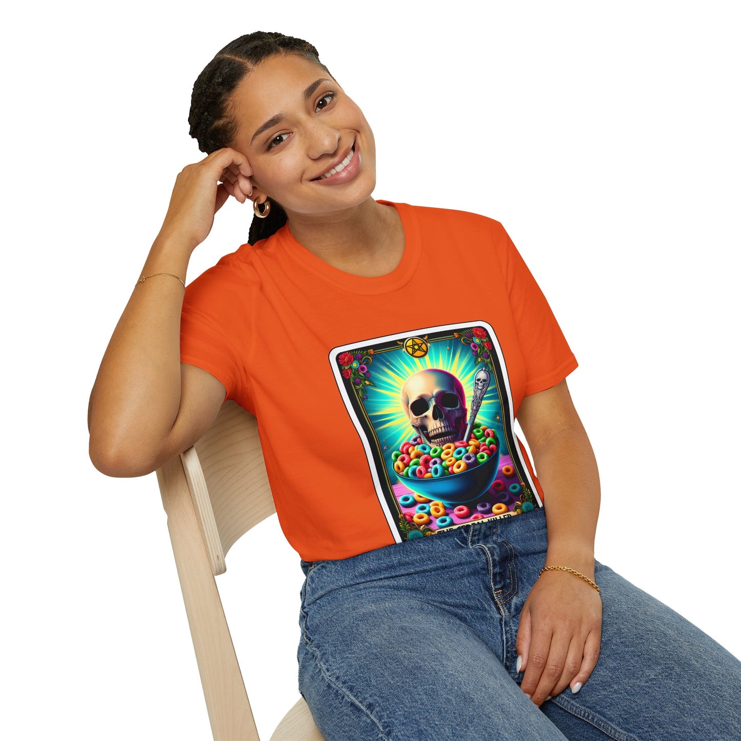 Tarot-Inspired Cereal Killer Halloween Tee - Unique Spooky Design