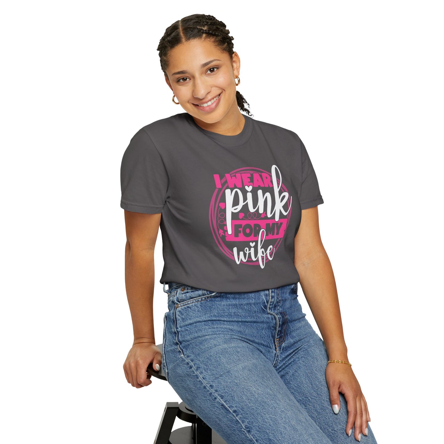 I Wear Pink For My Wife - Supportive Breast Cancer Awareness T-Shirt