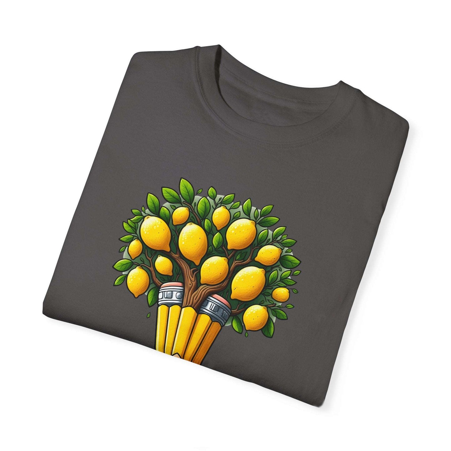 Artistic Lemon Pencil Tree T-Shirt - Unique Art & Nature Celebrating Growth and Imagination