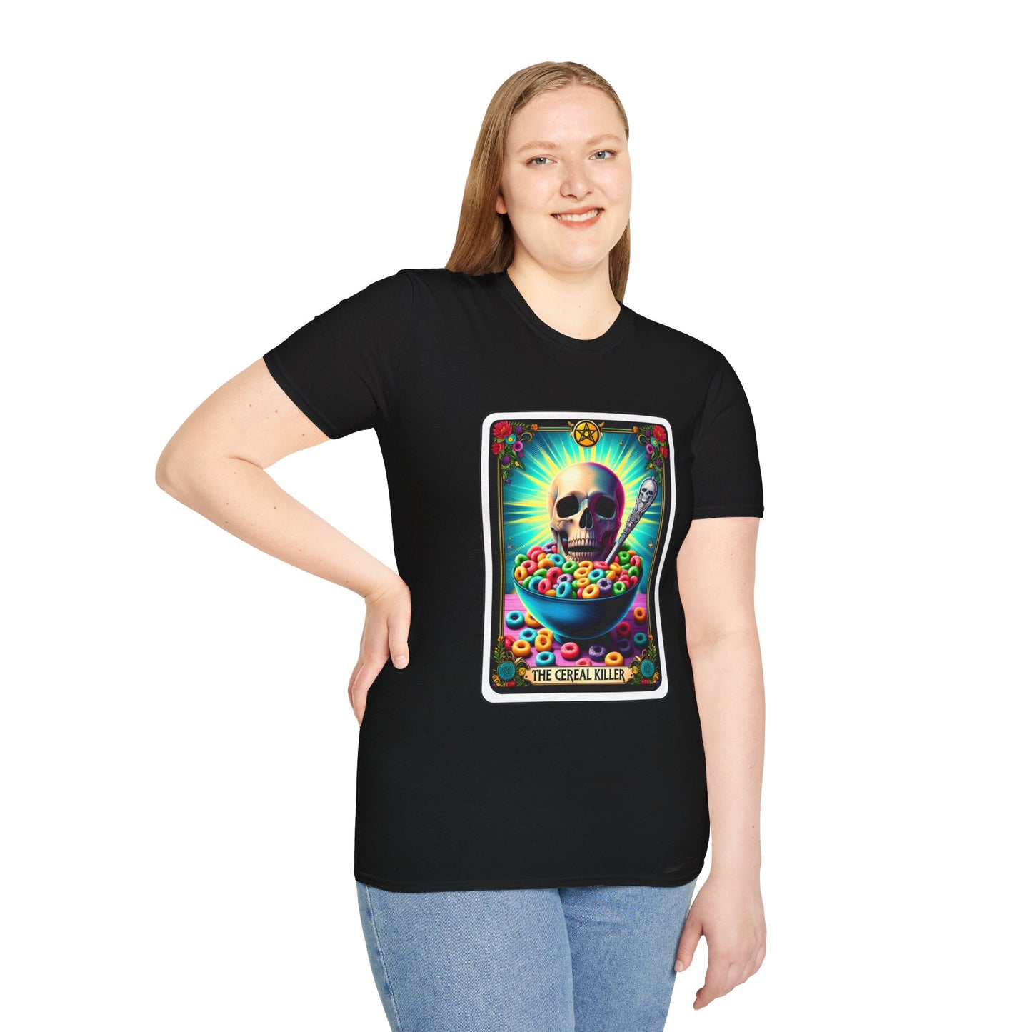 Tarot-Inspired Cereal Killer Halloween Tee - Unique Spooky Design
