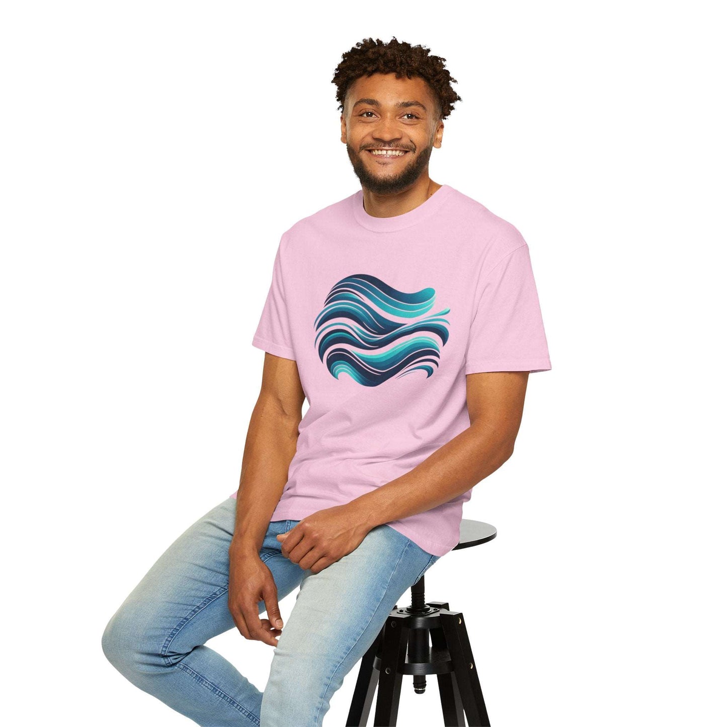 Abstract Ocean Wave T-Shirt Modern Aqua Design Artistic Sea Wave