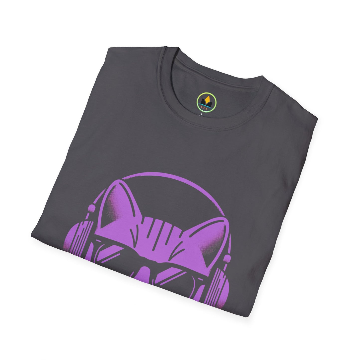 Cool Cat - Halloween Cat with Headphones Unisex Softstyle T-Shirt