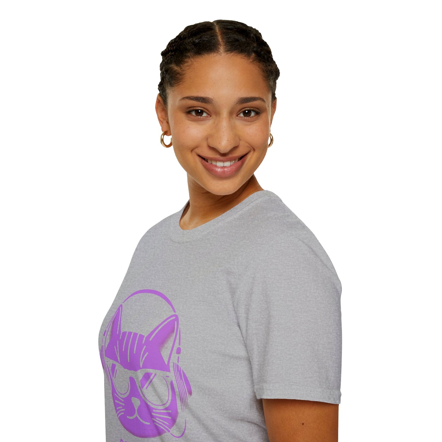 Cool Cat - Halloween Cat with Headphones Unisex Softstyle T-Shirt