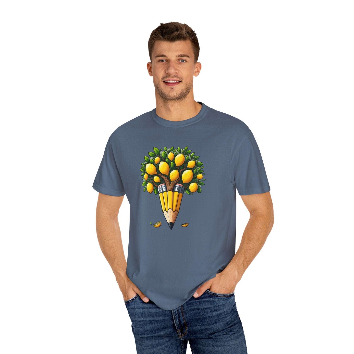 Artistic Lemon Pencil Tree T-Shirt - Unique Art & Nature Celebrating Growth and Imagination