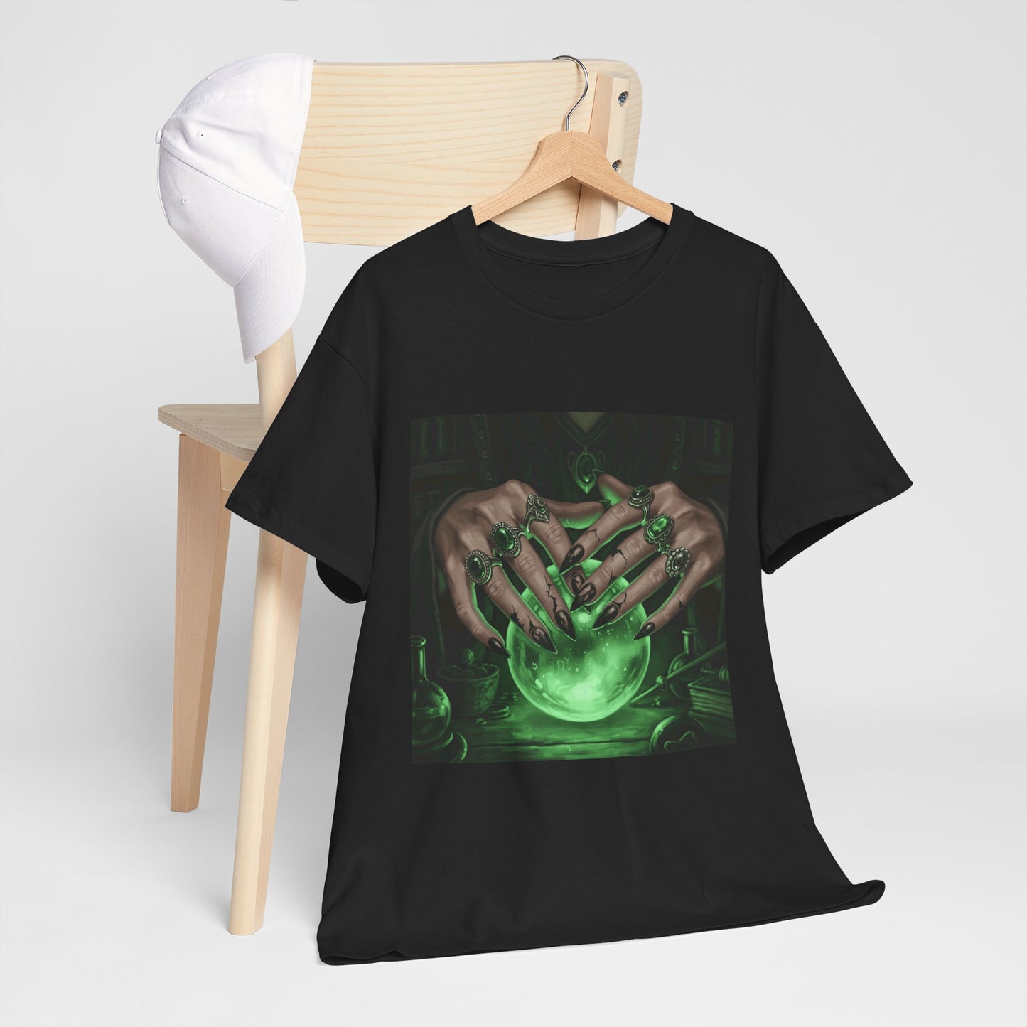 Sorceress's Grasp: Glowing Crystal Ball & Dark Witch Hands