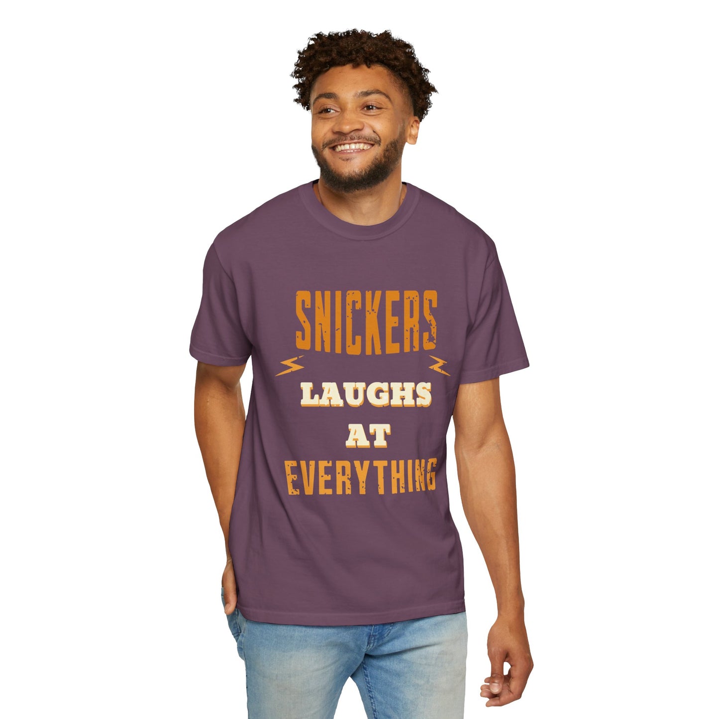 Cheerful 'Laughs at Everything' T-Shirt - coworker/friend Inspired Humorous Fun Shirt