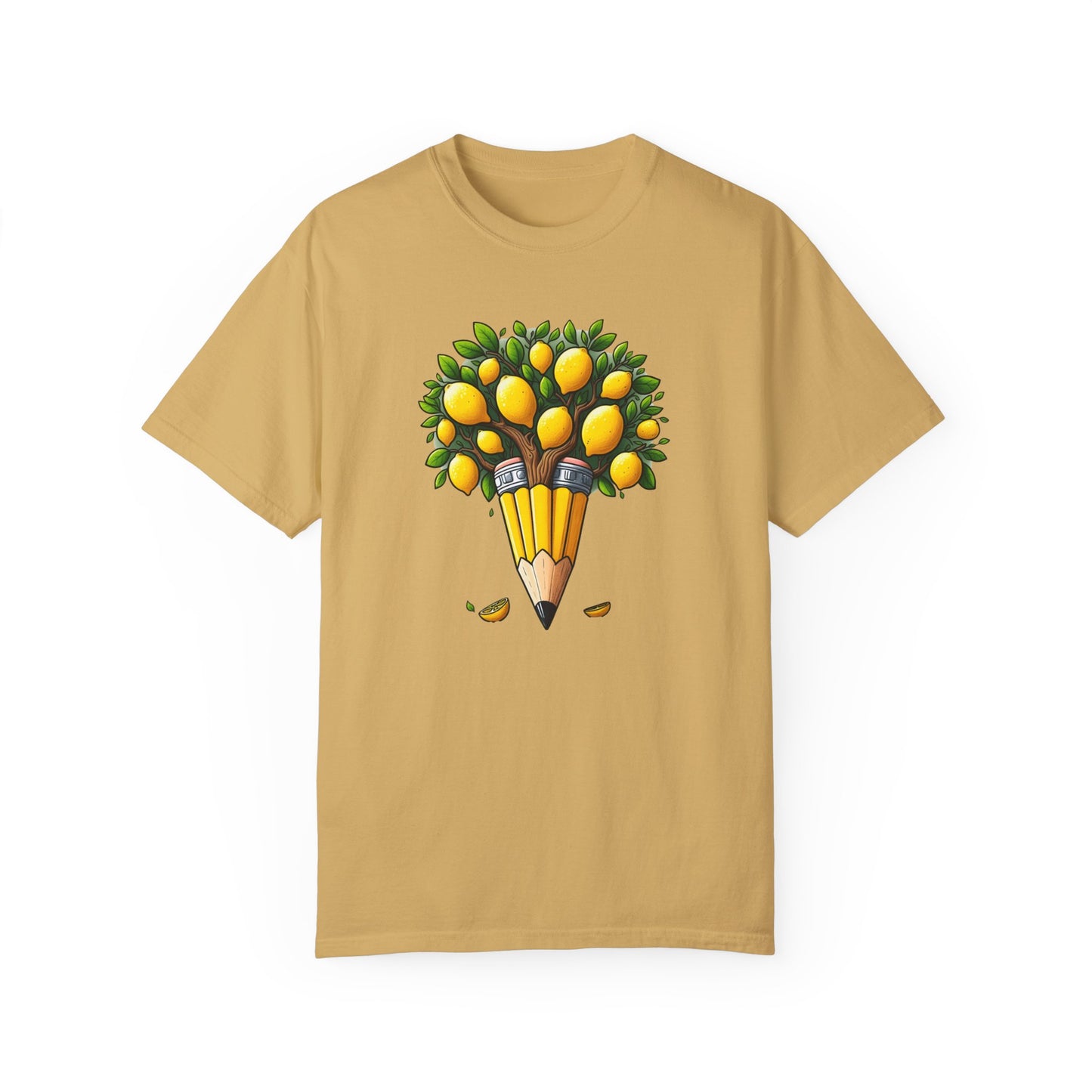 Artistic Lemon Pencil Tree T-Shirt - Unique Art & Nature Celebrating Growth and Imagination