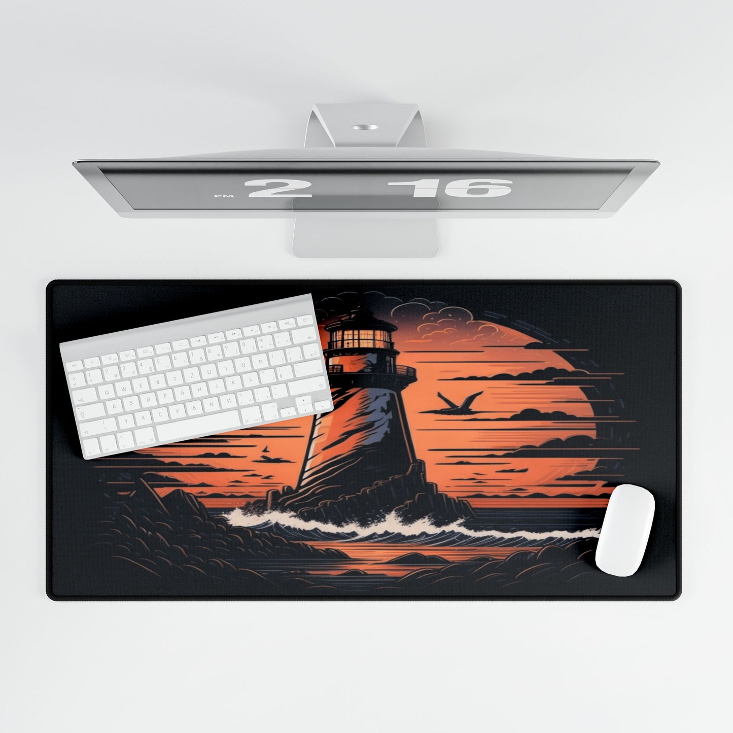 Nautical Lighthouse Ocean Scene Coastal Sunset
