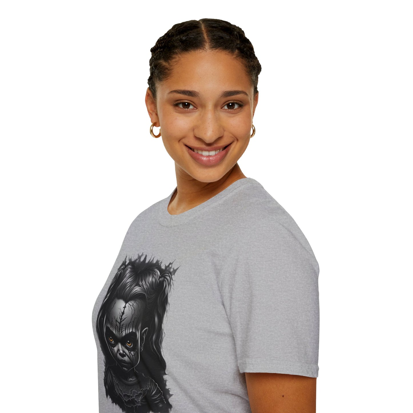 Hauntingly Adorable: Spooky Cute Little Girl Ghost Unisex Softstyle T-Shirt