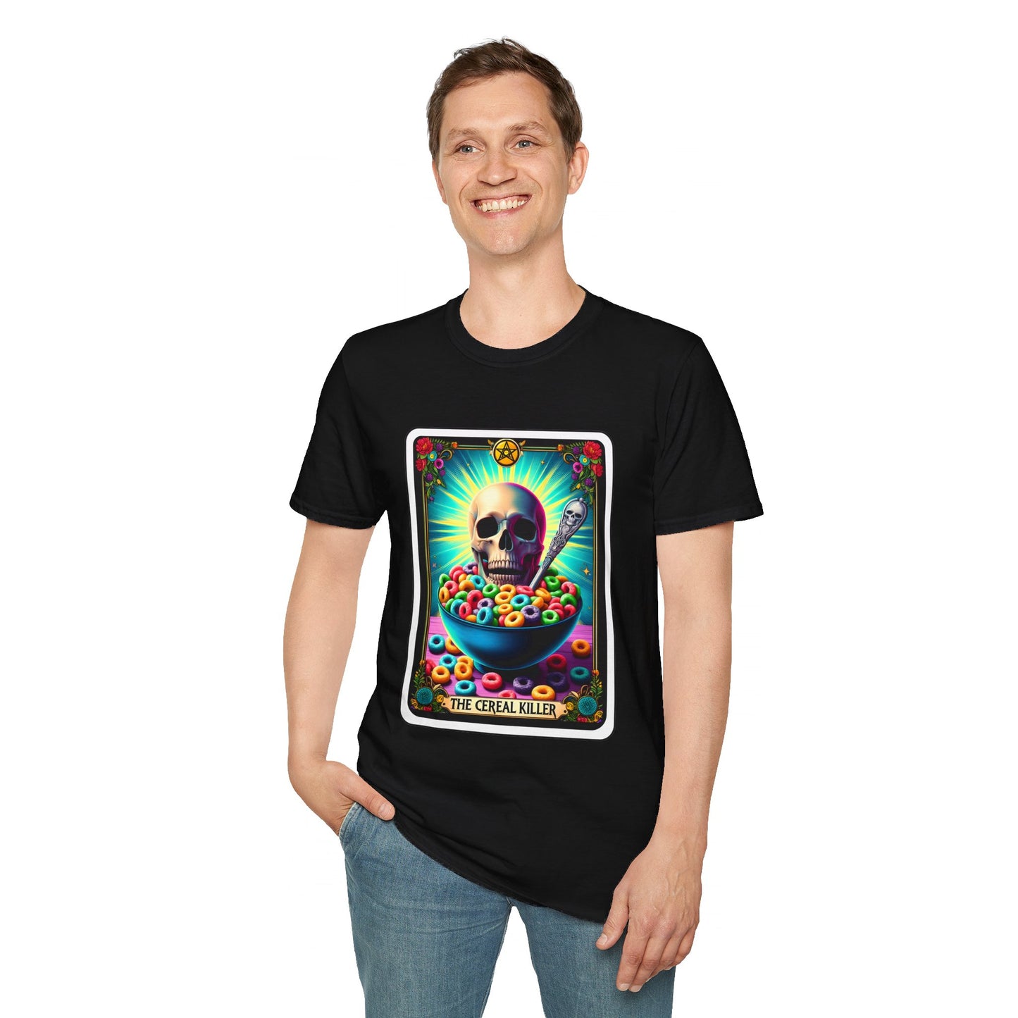 Tarot-Inspired Cereal Killer Halloween Tee - Unique Spooky Design