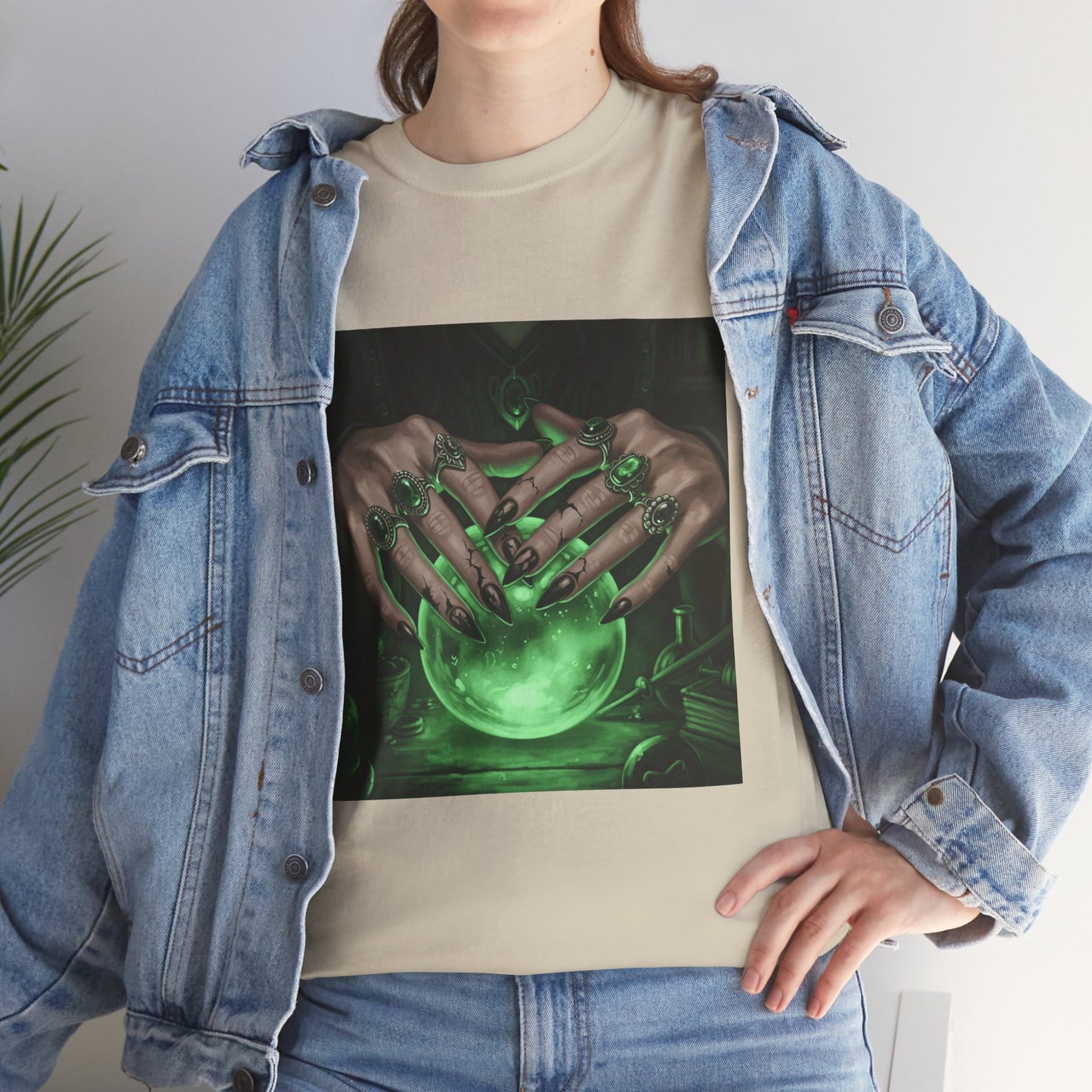 Sorceress's Grasp: Glowing Crystal Ball & Dark Witch Hands