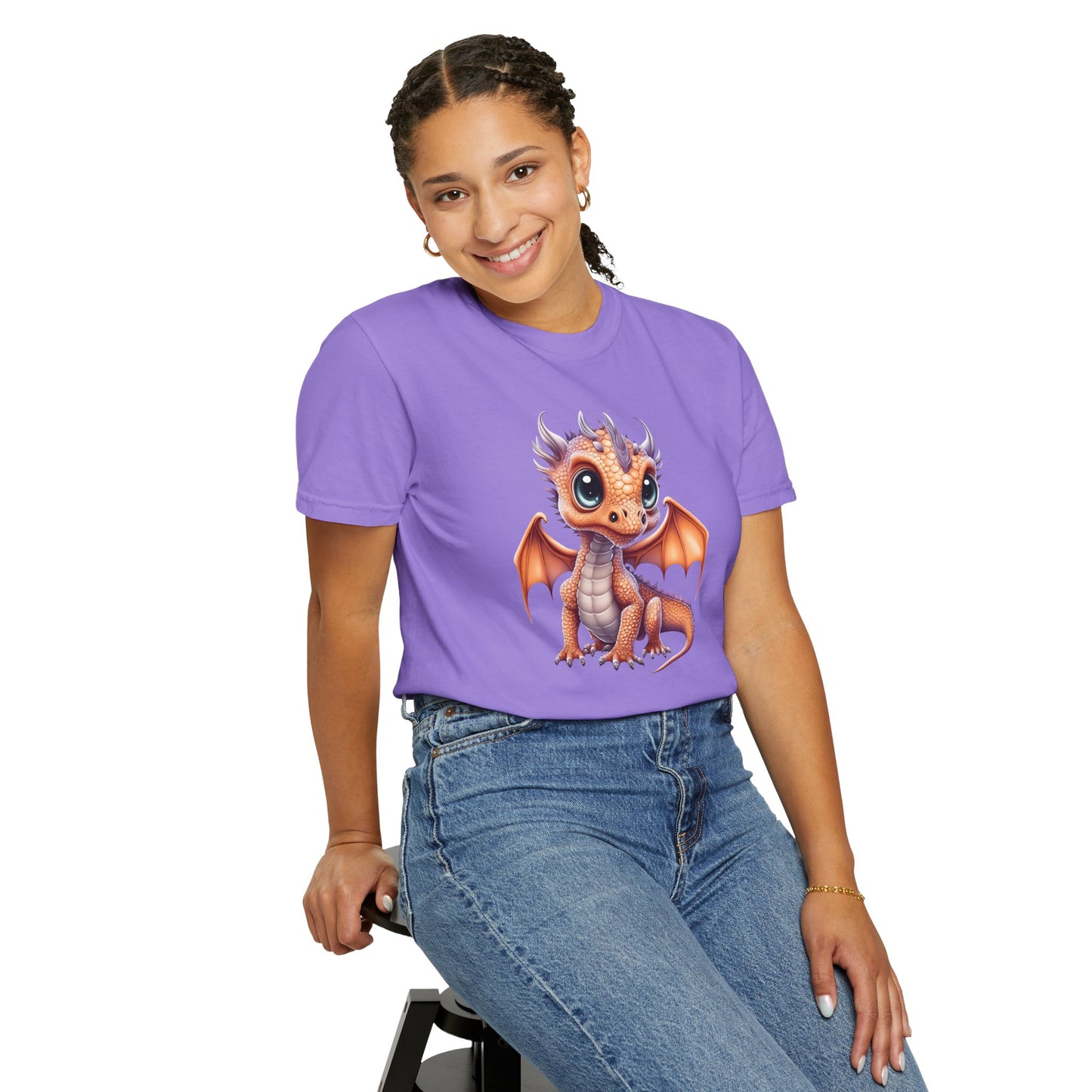 Charming Orange Dragonling T-Shirt Whimsical Fantasy Creature Tee Adorable Dragon Lover Shirt